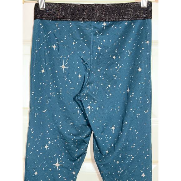 Nike Pro Dri-Fit Teal Starry Night Metallic Legging & Silver Sports Bra, Size M - Picture 5 of 11